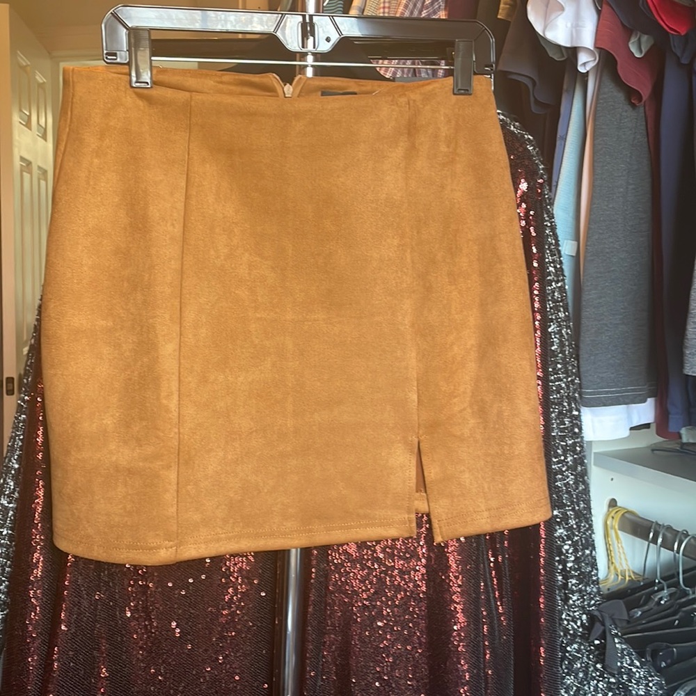 Faux suede mini skirt
